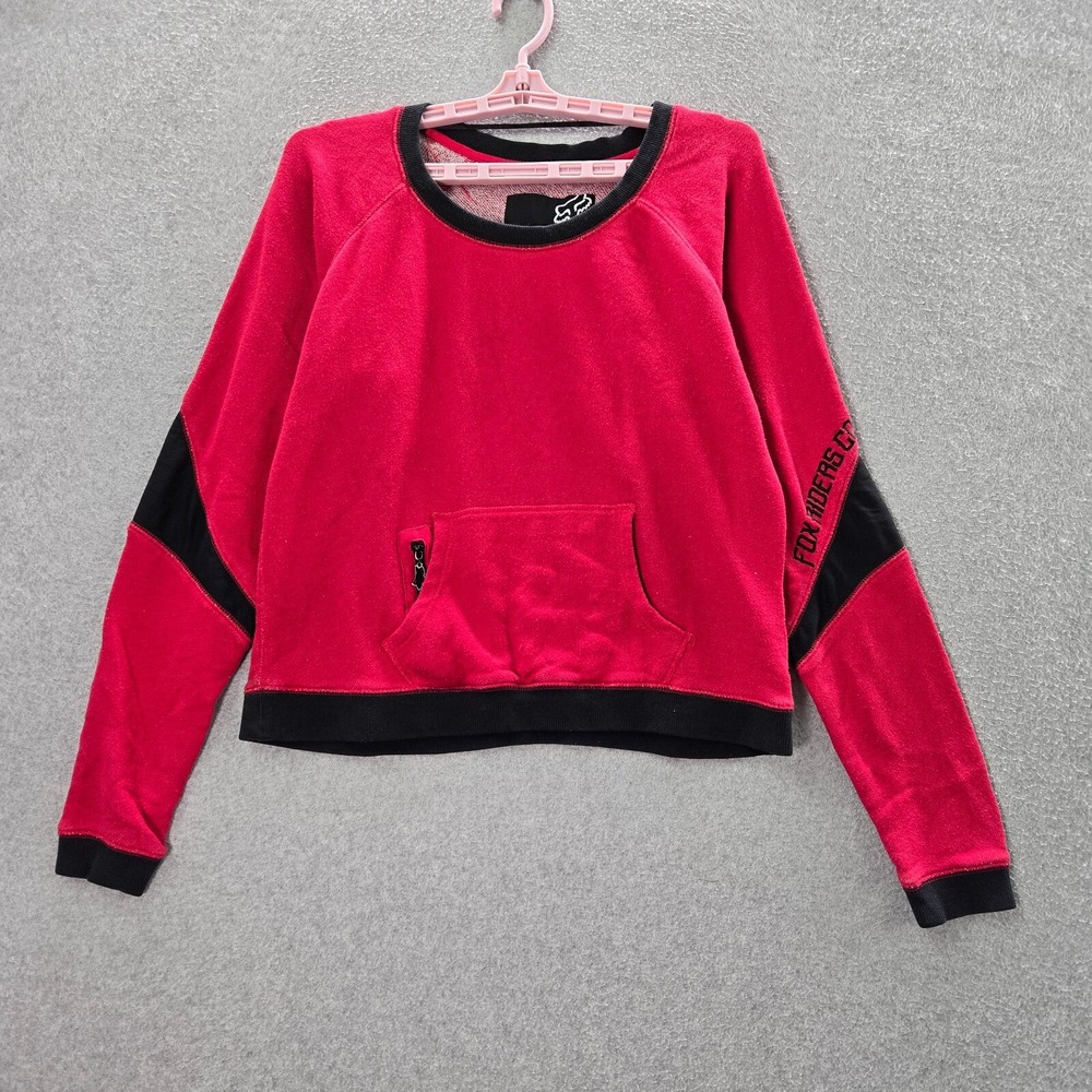 Fox Racing Women Sweatshirt Medium Red Terry Motocross BMX‎ Skater Y2K